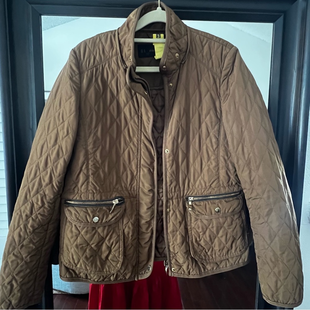 Zara Basic Light Brown Outdoor Quilted Jacket - S… - image 3